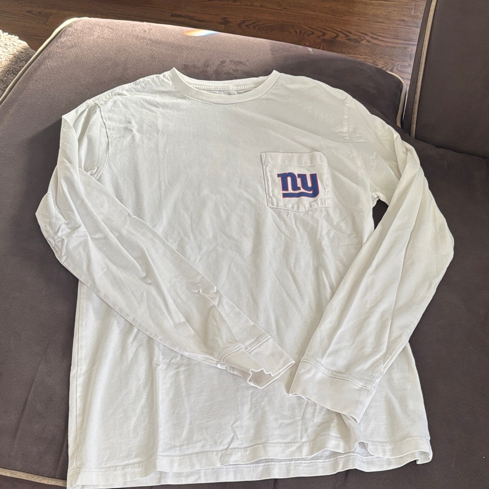 White Long Sleeve Vineyard Vines Shirt with Giants Logo